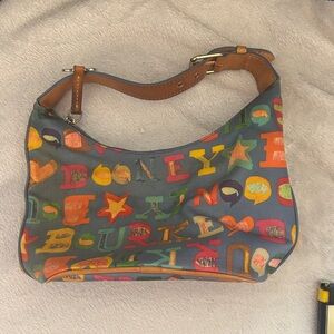 Dooney & Bourke Multicolor Logo-Print Shoulder Bag on Blue